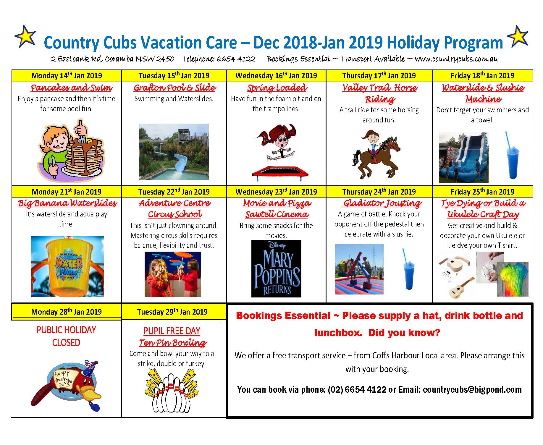 Vacation Care Country Cubs PreSchool Coffs Harbour